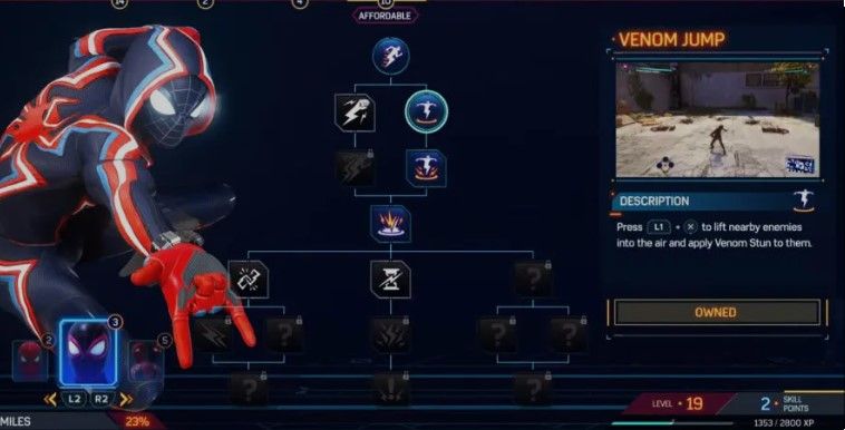 Miles Morales' skill tree