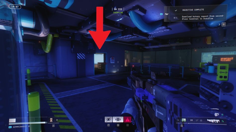 Once you hit the blue-lit section of Overflow, you're close - but watch out for robots patrolling the hallways before you make your move on the terminal.