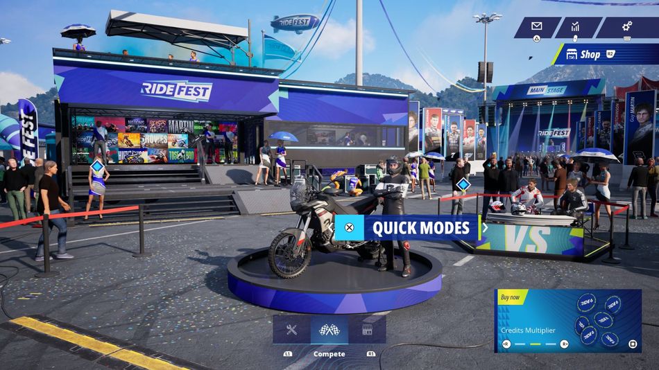 The game's main menu is the hub of all features in RIDE 6.
