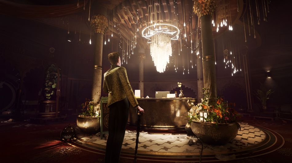 ONTOS combines environmental puzzles with narrative choices as players navigate the labyrinthine hotel
