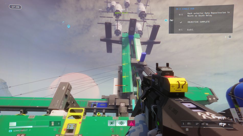 The towering green antenna structure at North Relay is impossible to miss