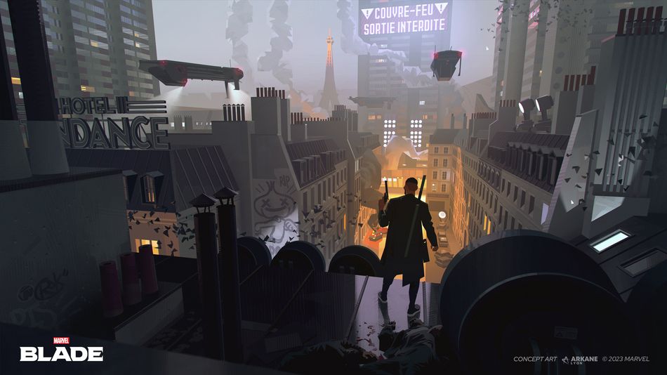 First concept art for Marvel's blade shows a dystopian streets and roofs of Paris