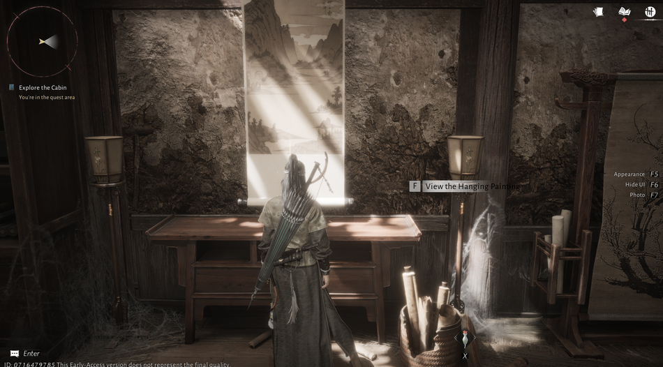 Where Winds Meet Hexi: Interact with the painting in the cabin to trigger the next cutscene