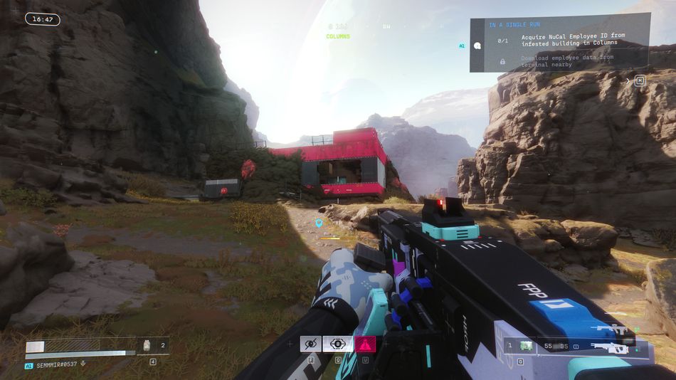 The pink building in Columns is easy enough to spot, but you'll want to clear the ticks outside before you can enter