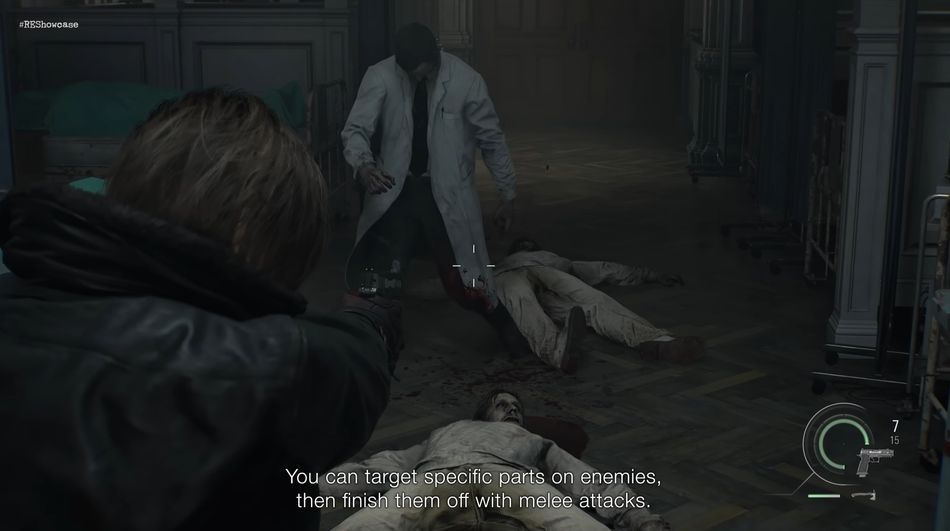 Leon can parry attacks using a hatchet and target specific enemy body parts for strategic advantages