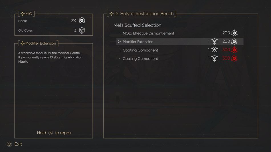 MIO: Memories in Orbit – Mel's shop contains some items required for upgrading health