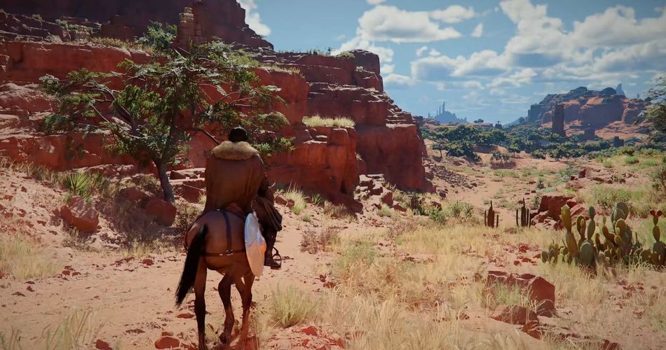 Crimson Desert screenshot showing desert canyon region