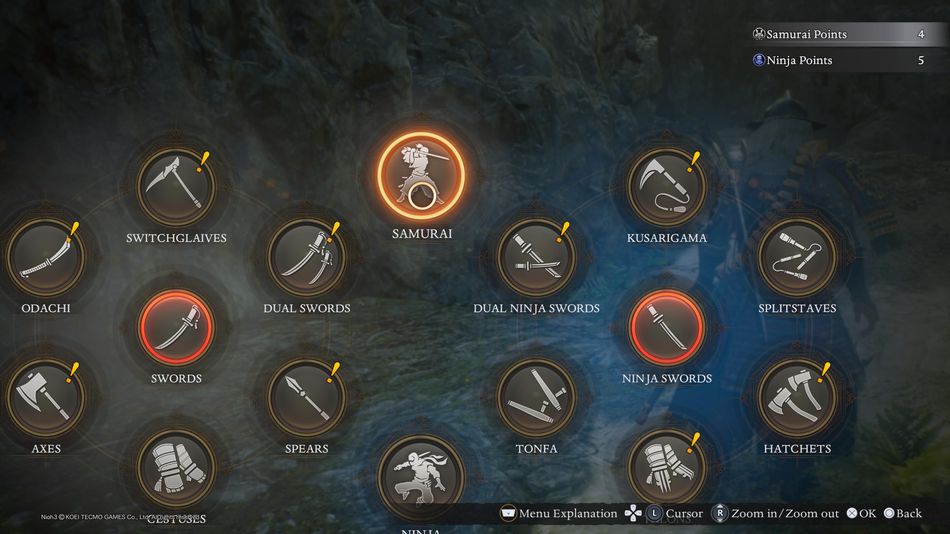 Nioh 3: Samurai and ninja use different skills