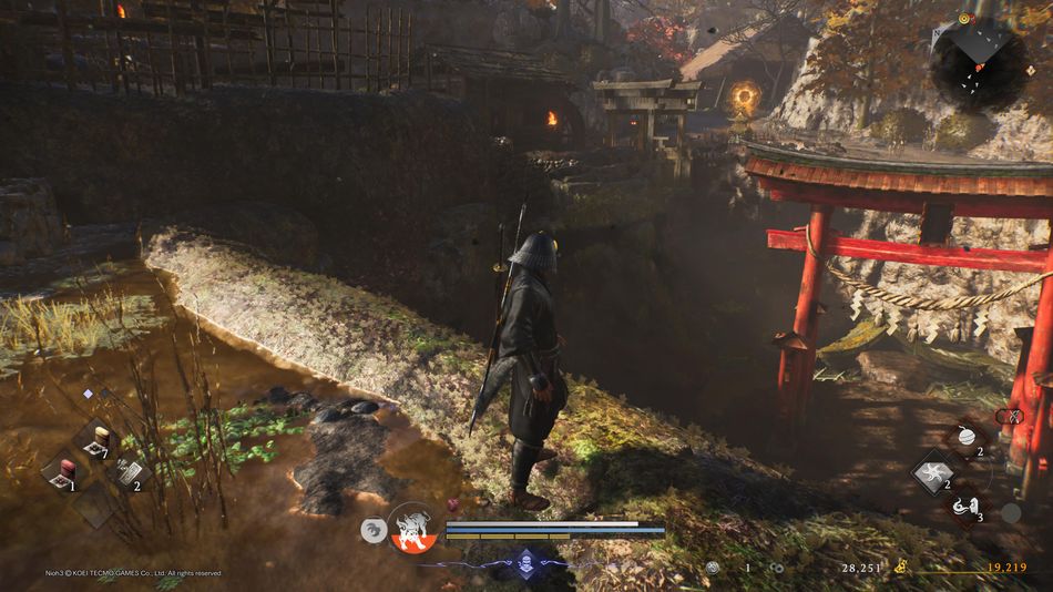 Nioh 3: Close both dams to drain water from the area