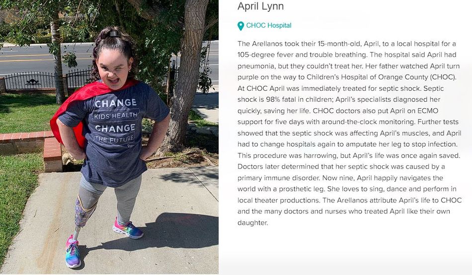 April's story on the CHOC hospital website