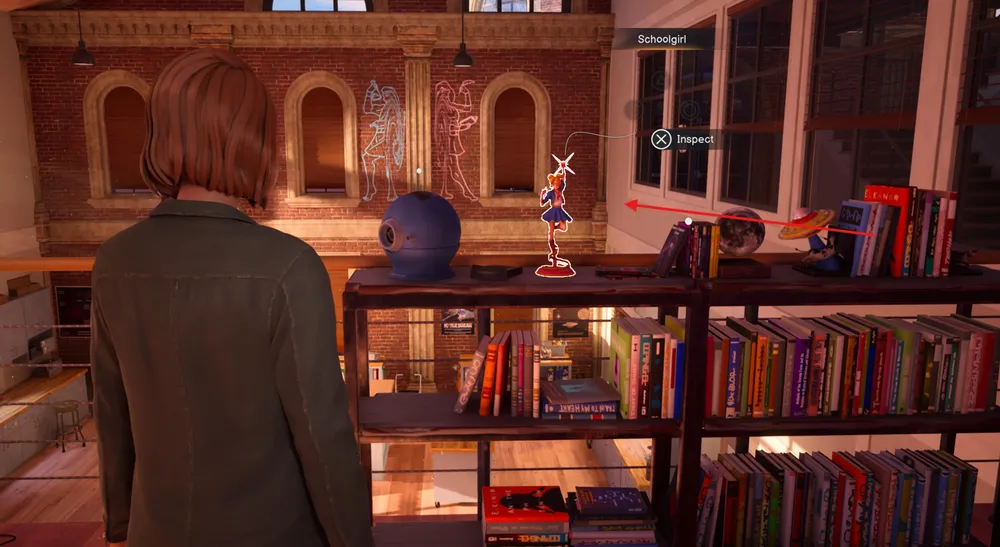 Pick up and rotate the figurine upstairs to find out the name of the schoolgirl.