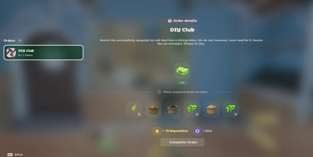 Different clubs will send orders, asking for different recipes and dishes. 