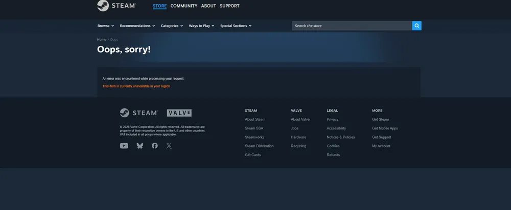 PSN does not officially operate in these blocked regions, preventing players from purchasing or accessing the game